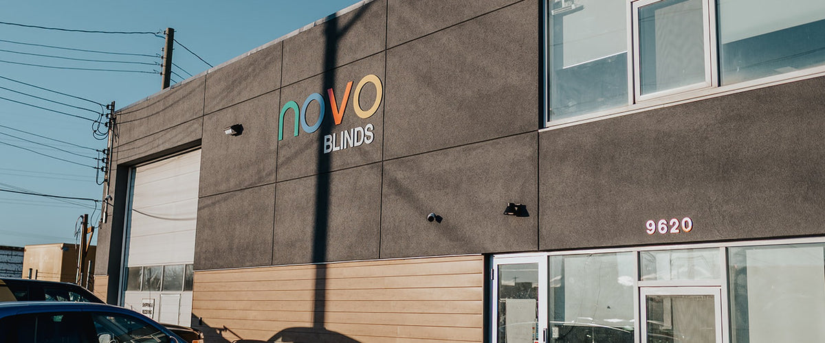 The Novo Blinds factory and showroom at 9620 62 Ave NW in Edmonton